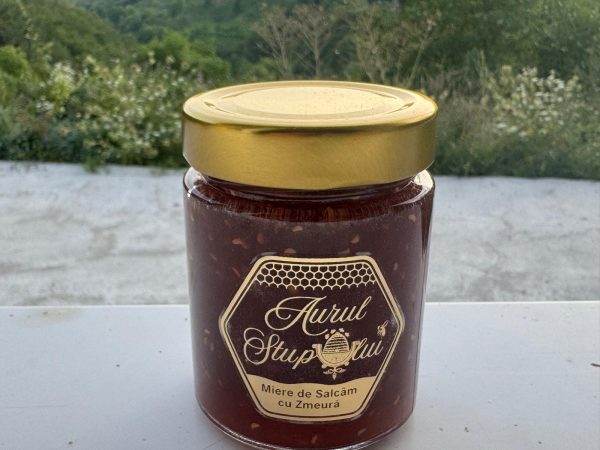 Miere cremă de salcâm cu zmeură 290g